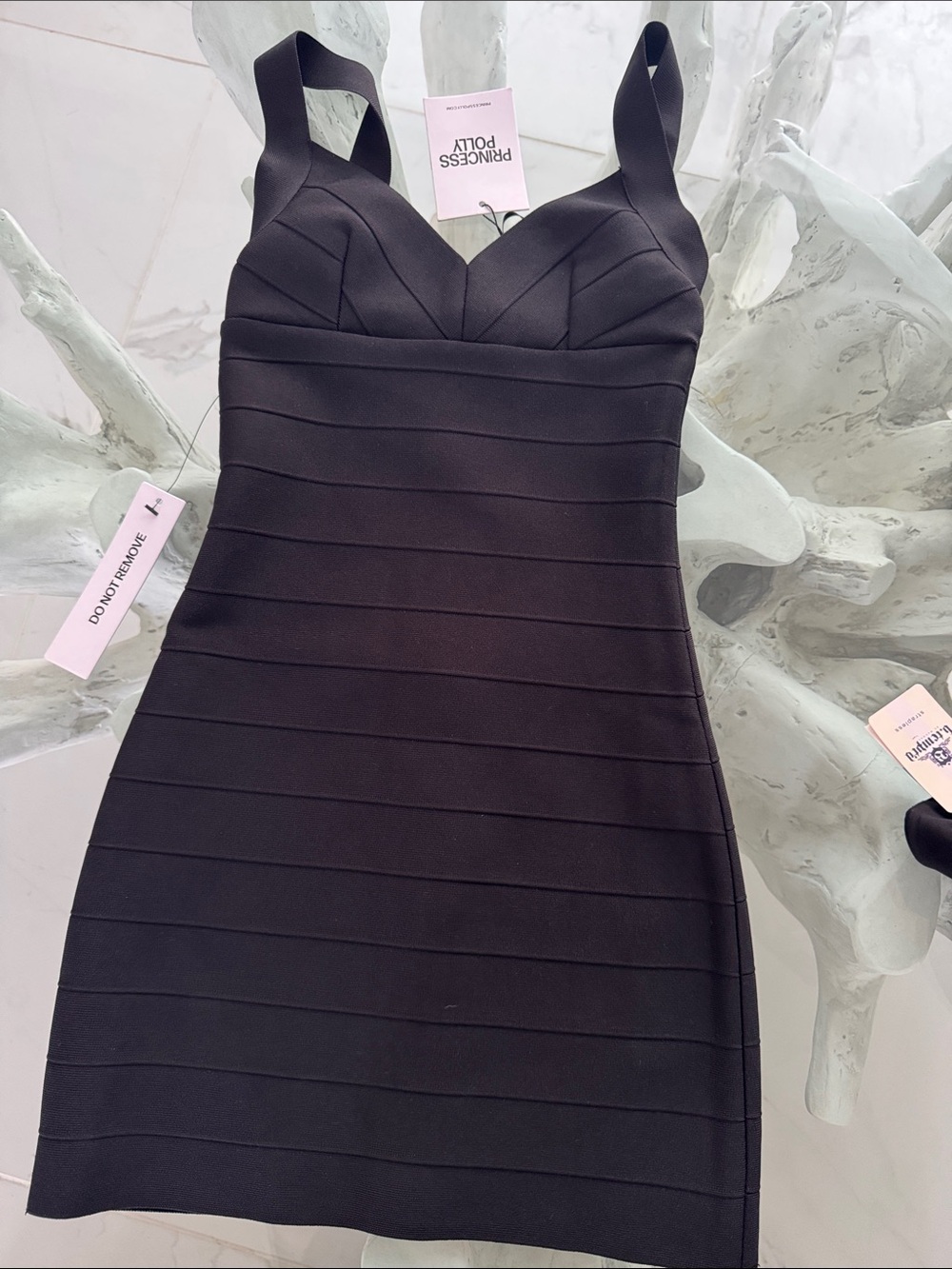 Princess Polly Black Justina Bandage Mini Dress Size 0 NWT - Picture 3 of 7
